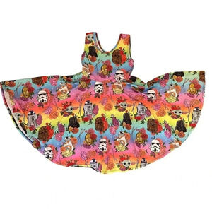 Wild Rich Kids Twirl Dress girls Size 11/12 colorful floral star wars print